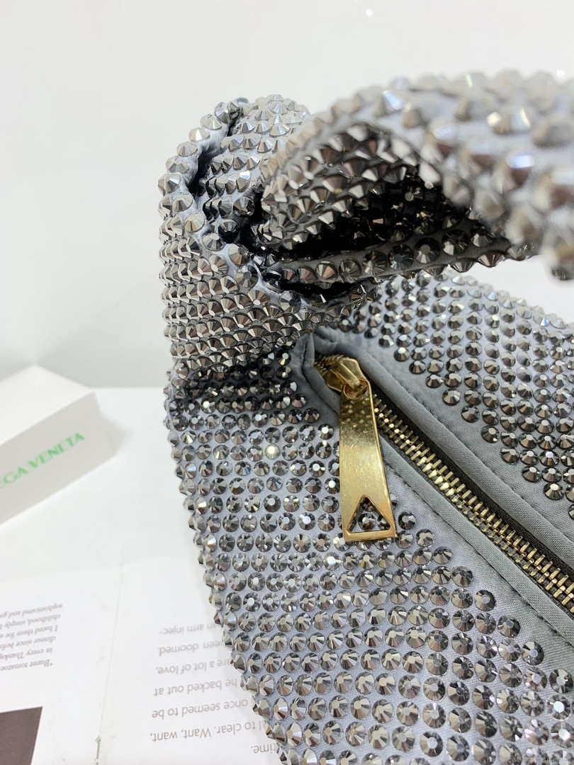 Bottega Veneta BV 651876 mini Jodie Rhinestones Sliver Black