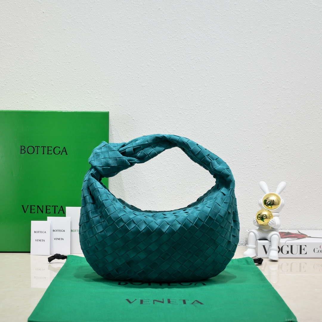 Bottega Veneta BV 690225 Teen Jodie intrecciato suede shoulder bag Lake Blue