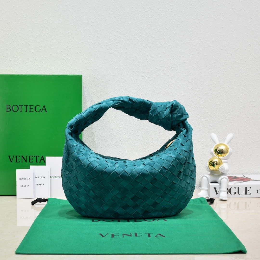 Bottega Veneta BV 690225 Teen Jodie intrecciato suede shoulder bag Lake Blue