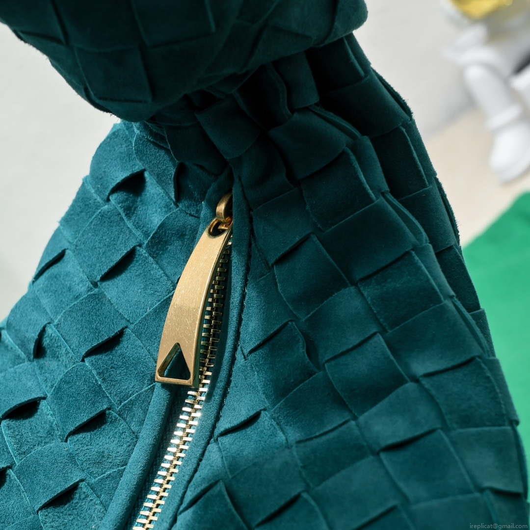 Bottega Veneta BV 690225 Teen Jodie intrecciato suede shoulder bag Lake Blue