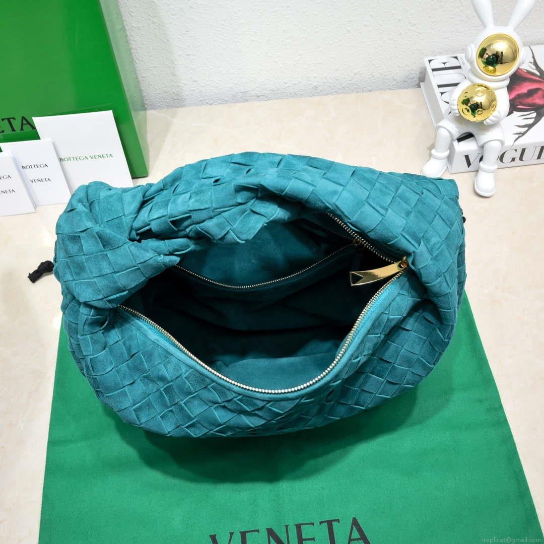 Bottega Veneta BV 690225 Teen Jodie intrecciato suede shoulder bag Lake Blue
