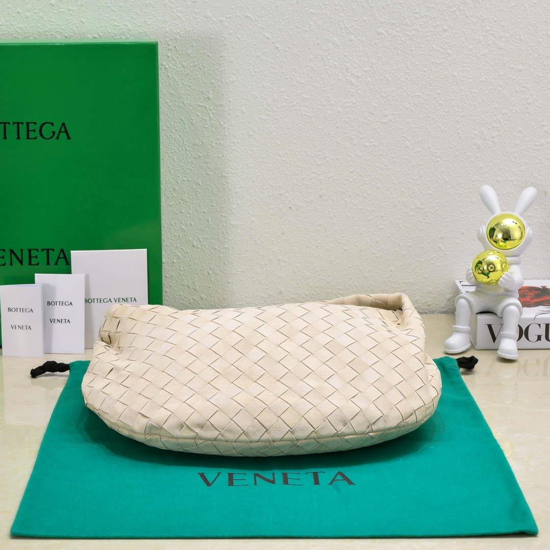 Bottega Veneta BV 690225 Teen Jodie intrecciato suede shoulder bag Beige
