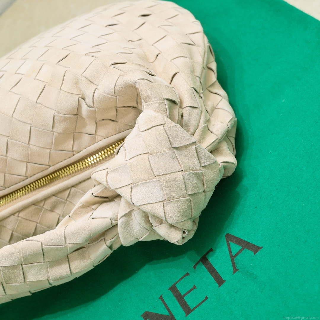 Bottega Veneta BV 690225 Teen Jodie intrecciato suede shoulder bag Beige