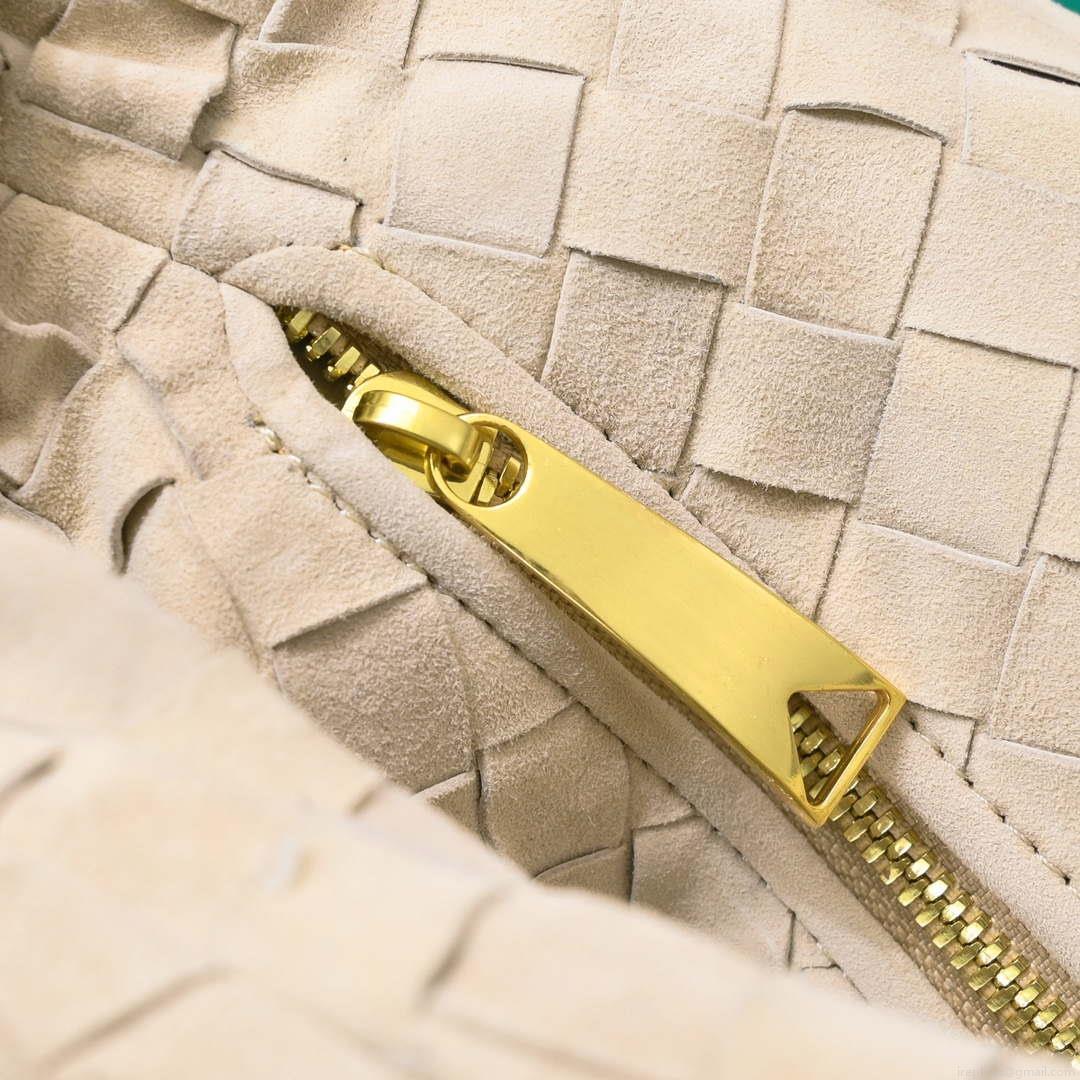 Bottega Veneta BV 690225 Teen Jodie intrecciato suede shoulder bag Beige
