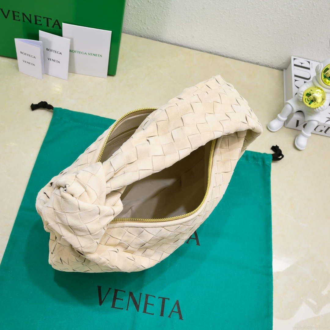 Bottega Veneta BV 690225 Teen Jodie intrecciato suede shoulder bag Beige