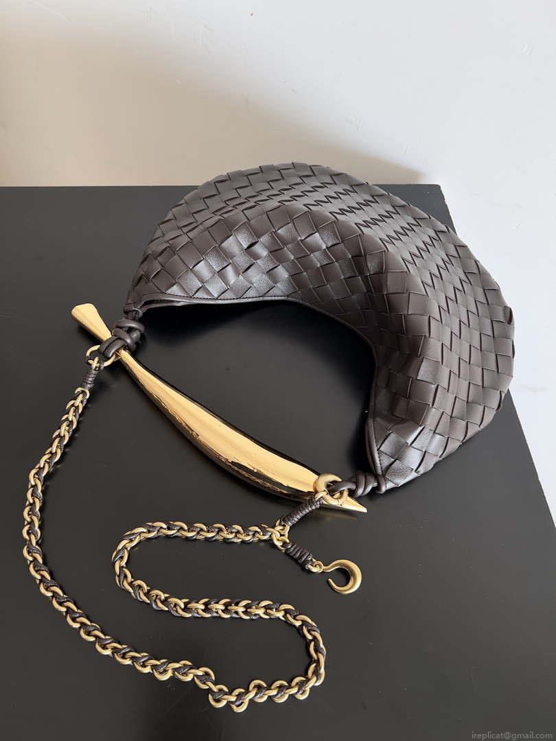Bottega Veneta BV 776768 Sardine With Chain Dark Brown
