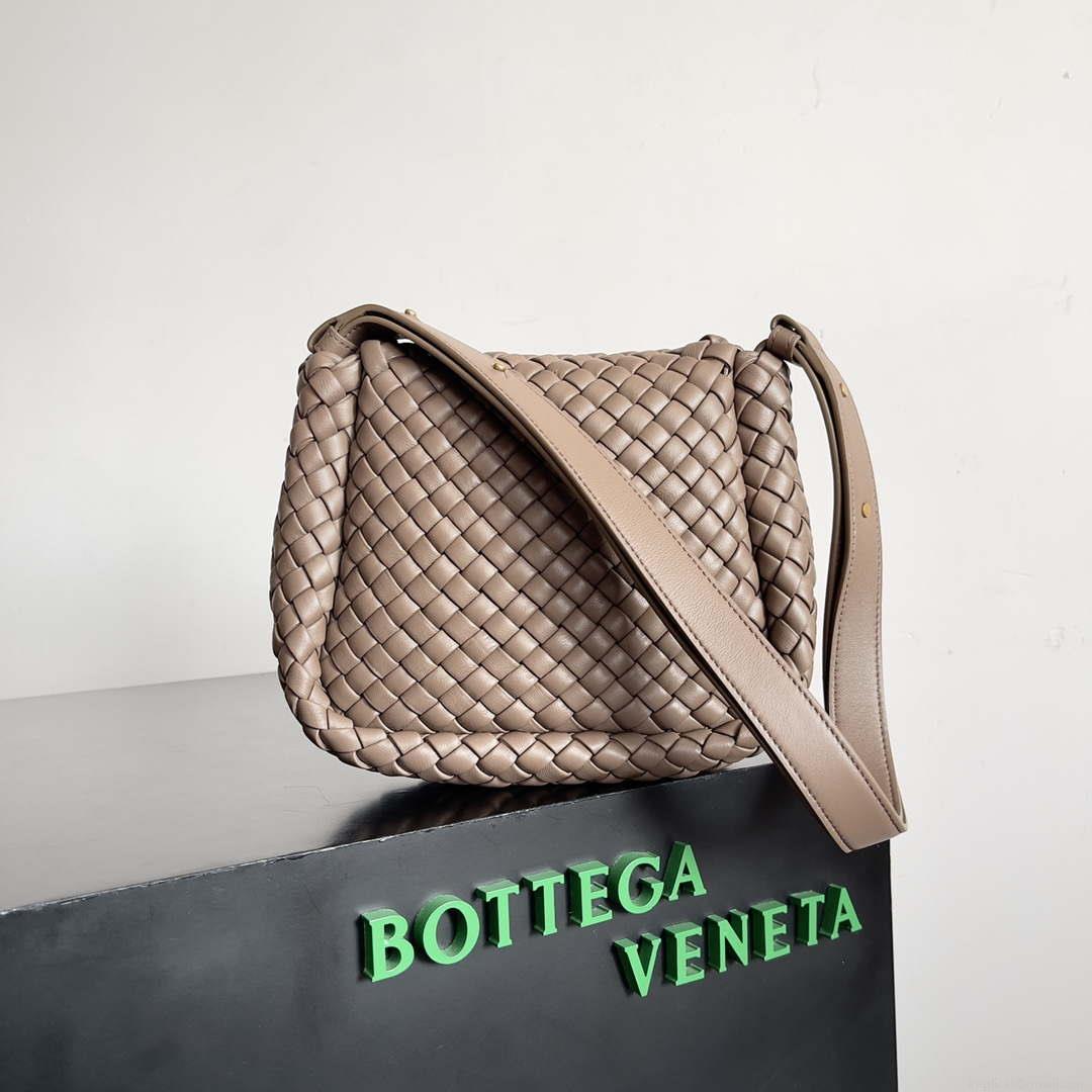 Bottega Veneta BV 762711 Mini Cobble Shoulder Bag Brown