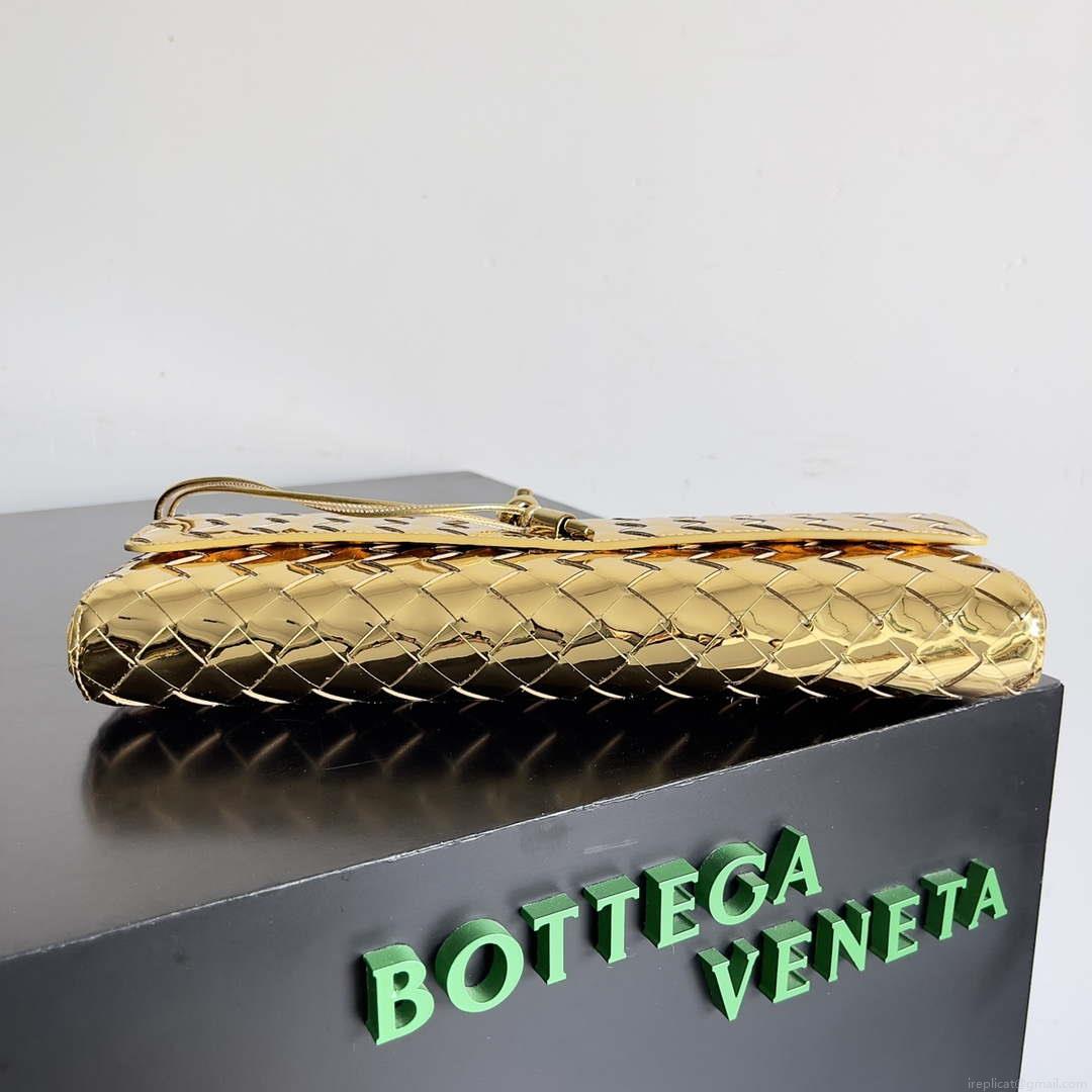 Bottega Veneta BV 741511 Long Clutch Andiamo With Handle Emerald Gold