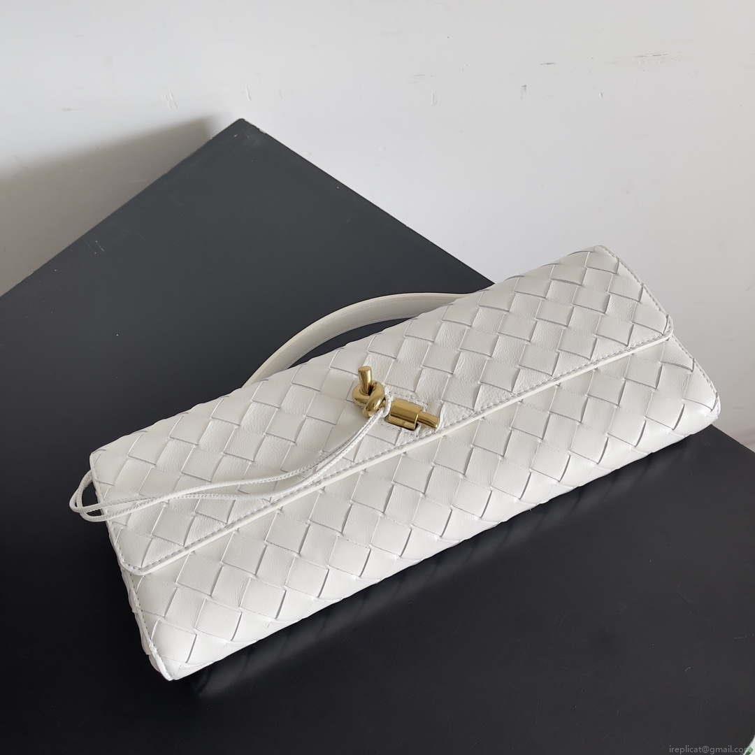 Bottega Veneta BV 741511 Long Clutch Andiamo With Handle Emerald White