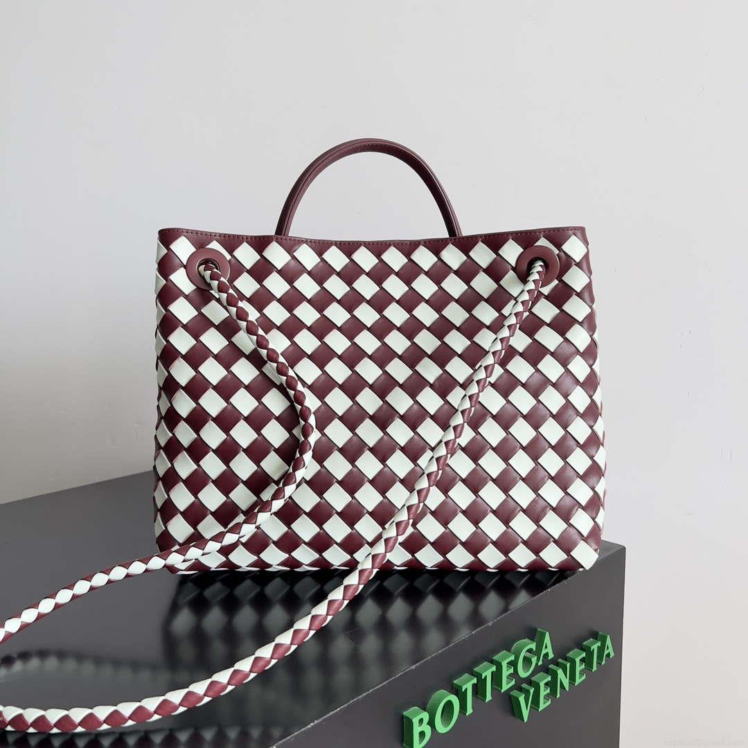 Bottega Veneta BV 777527 Medium Andiamo Wine Red & White