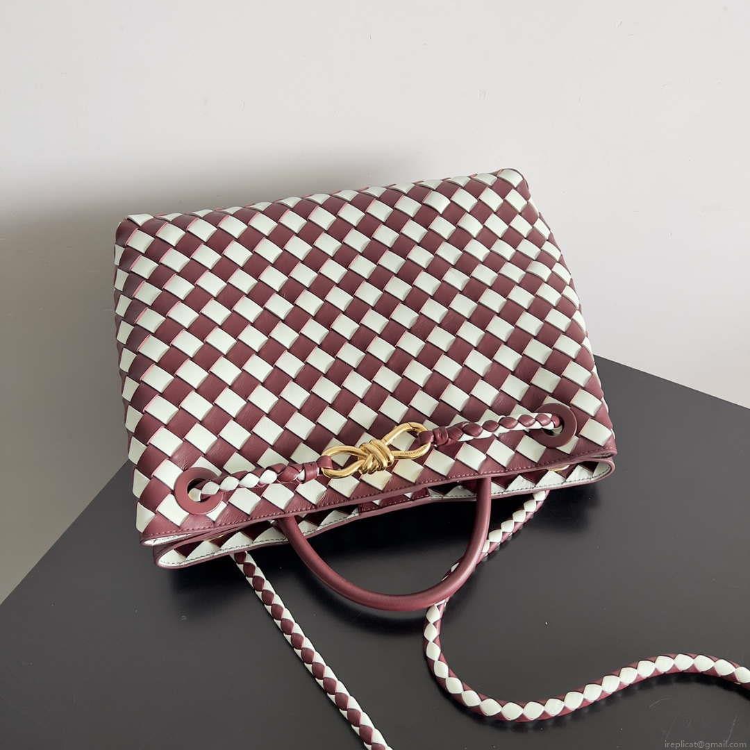 Bottega Veneta BV 777527 Medium Andiamo Wine Red & White