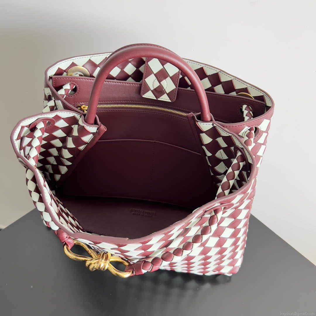 Bottega Veneta BV 777527 Medium Andiamo Wine Red & White