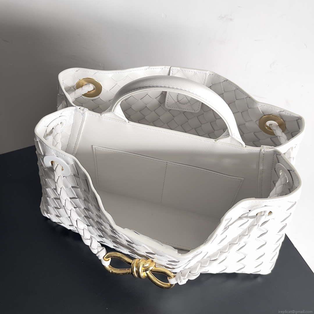 Bottega Veneta BV 754990 Small East/West Andiamo White
