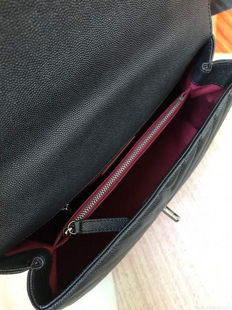 Chanel Large Flap Bag With Brown Top Handle Bag A92991 Black with Black Hardward