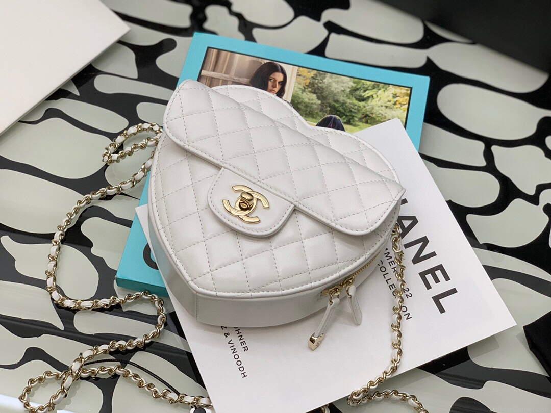 Chanel Flap Large Heart Bag Lambskin AS3191 White