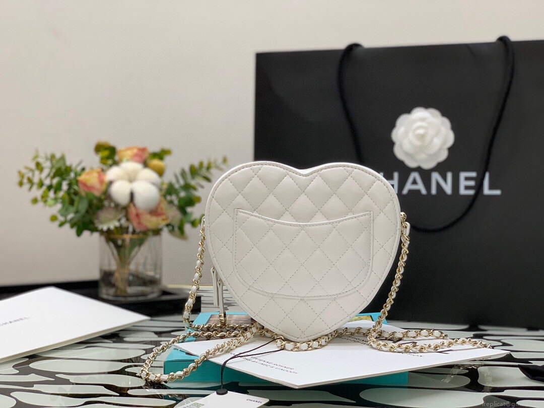 Chanel Flap Large Heart Bag Lambskin AS3191 White