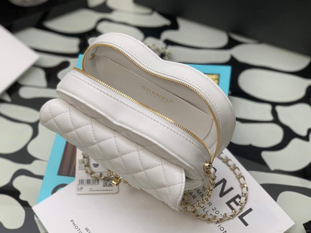 Chanel Flap Large Heart Bag Lambskin AS3191 White