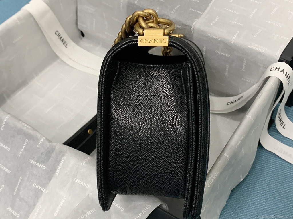 Chanel A67086 Boy Handbag Black Leather Gold