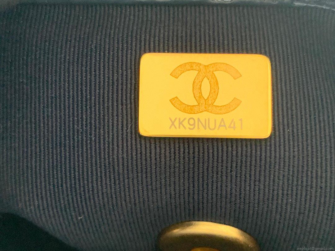 Chanel Mini Flap Bag Shiny Calfskin Gold-Tone Metal AS3368 Navy Blue
