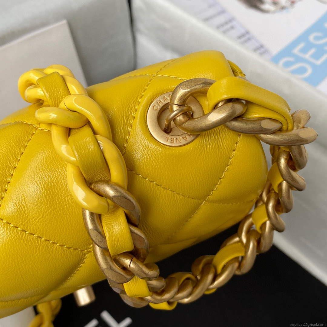 Chanel Mini Flap Bag Lambskin Gold-Tone Metal AS3205 Yellow