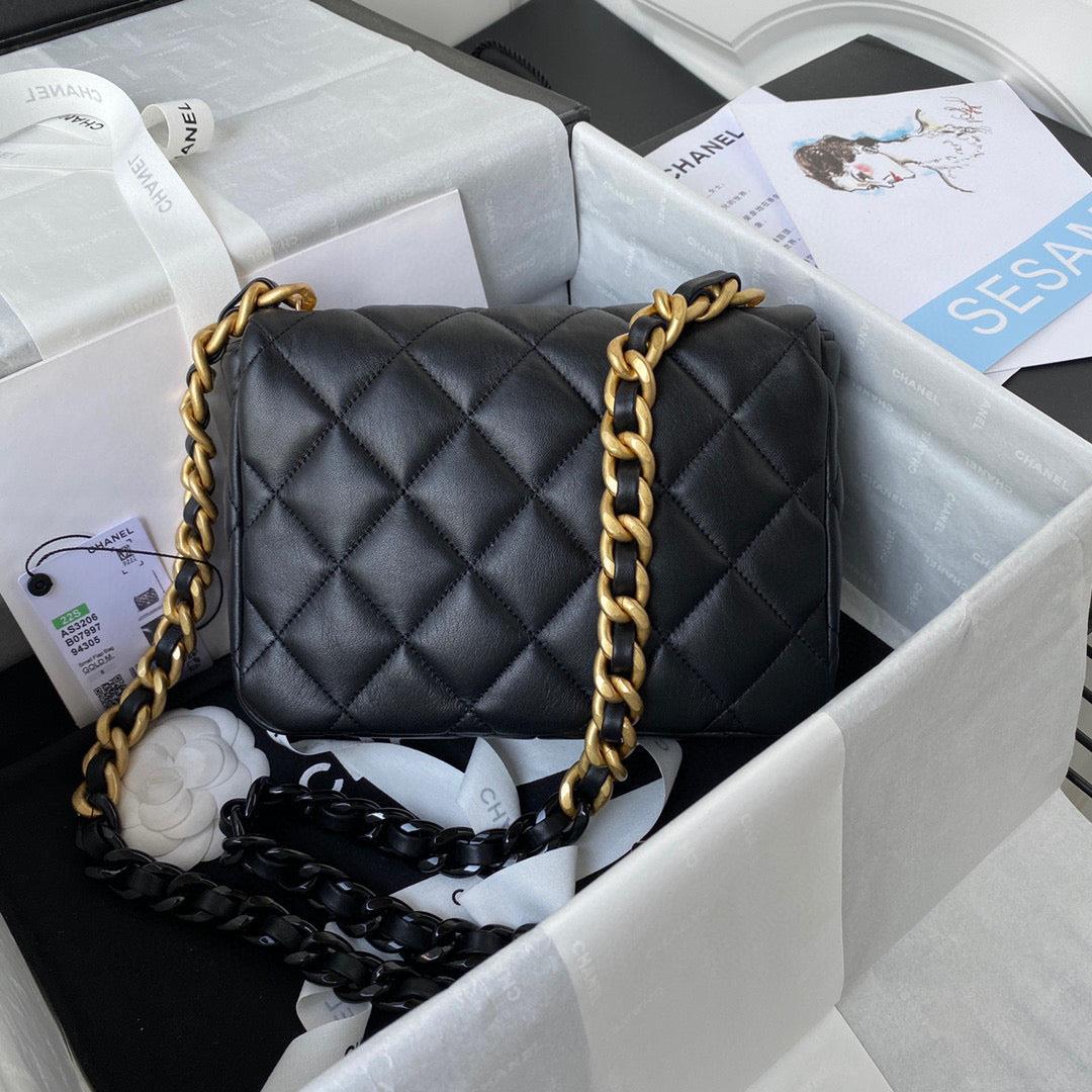 Chanel Small Flap Bag Lambskin Gold-Tone Metal AS3206 Black
