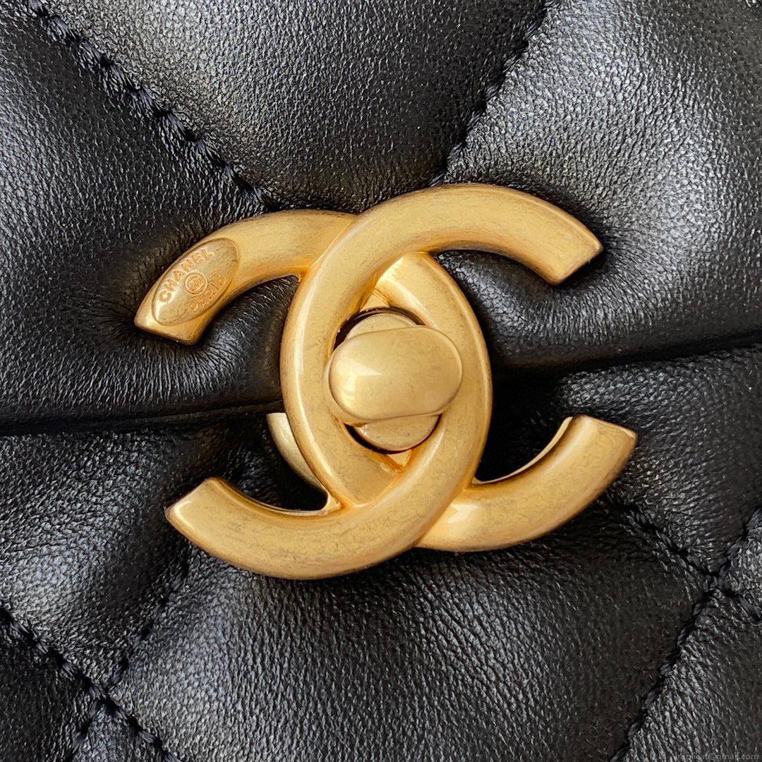 Chanel Small Flap Bag Lambskin Gold-Tone Metal AS3206 Black