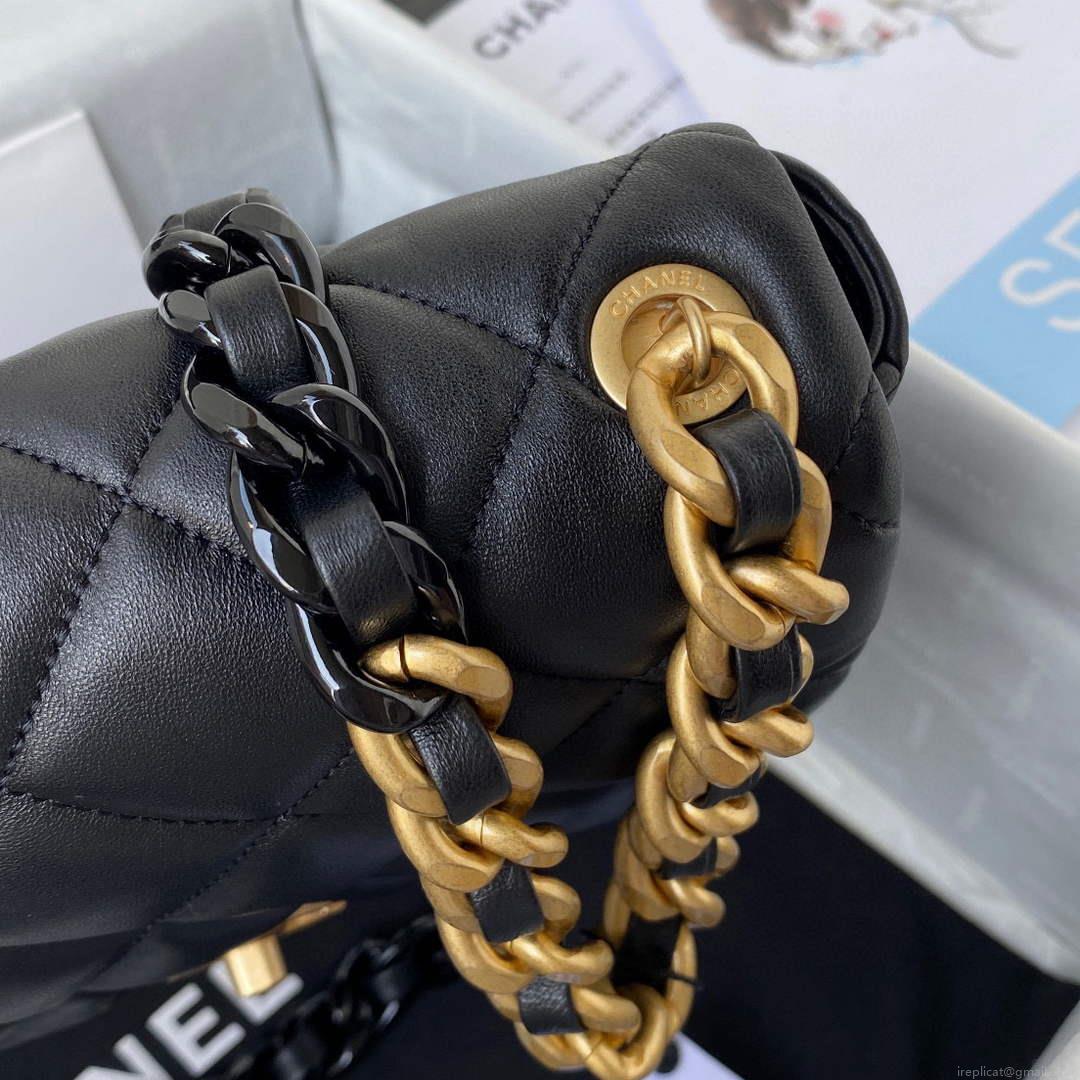 Chanel Small Flap Bag Lambskin Gold-Tone Metal AS3206 Black