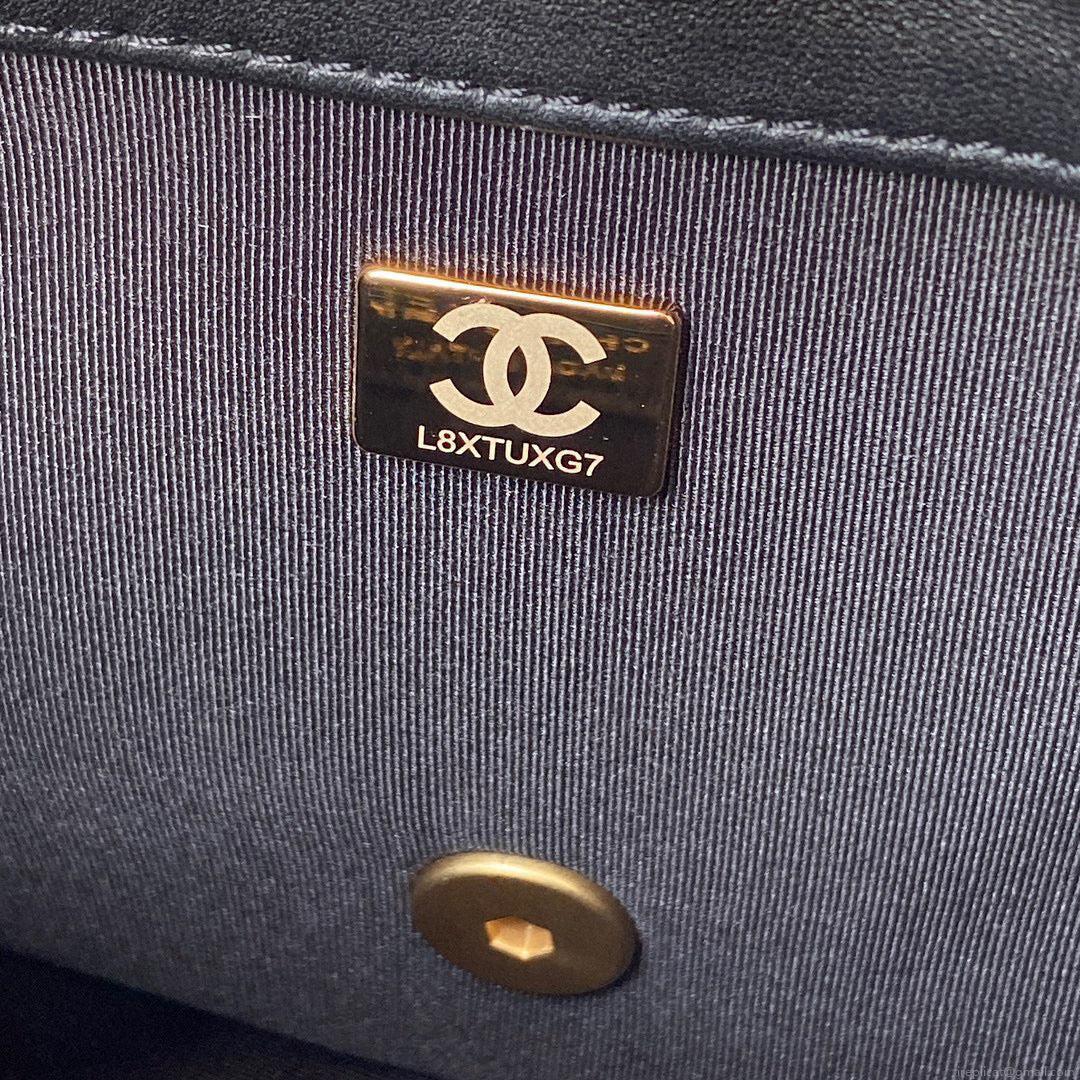 Chanel Small Flap Bag Lambskin Gold-Tone Metal AS3206 Black