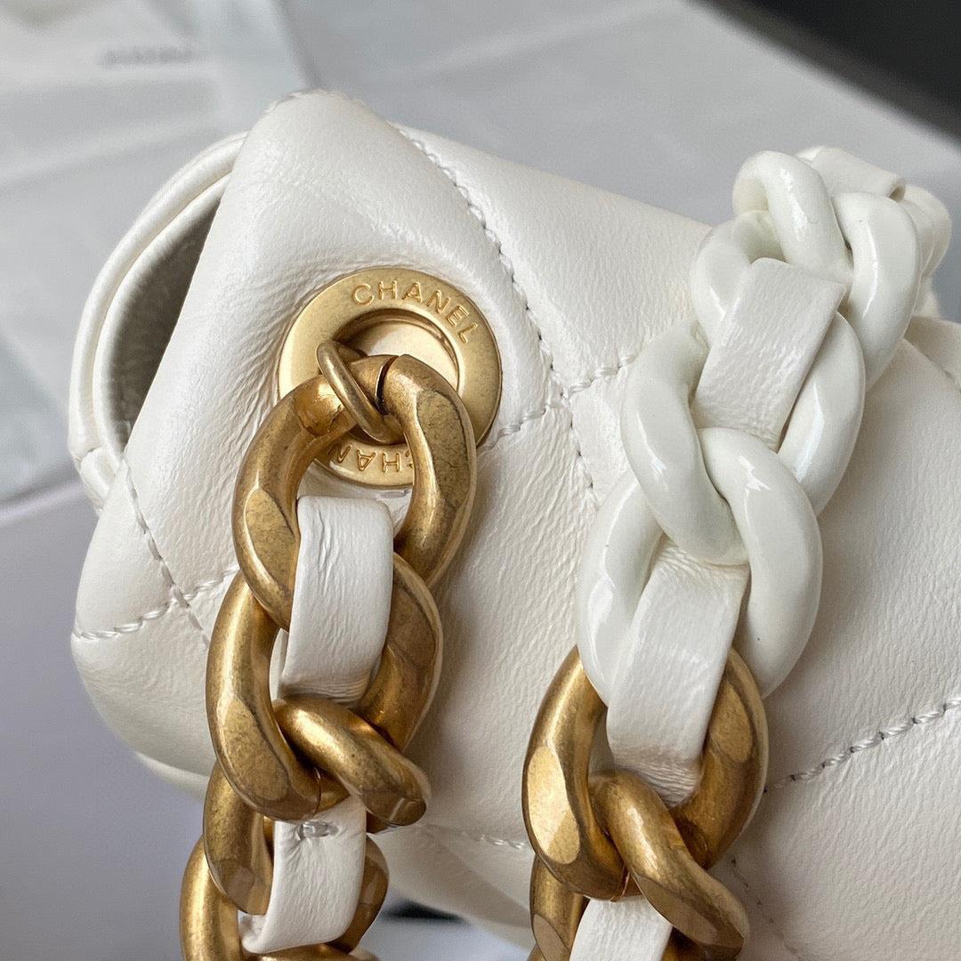 Chanel Small Flap Bag Lambskin Gold-Tone Metal AS3206 White