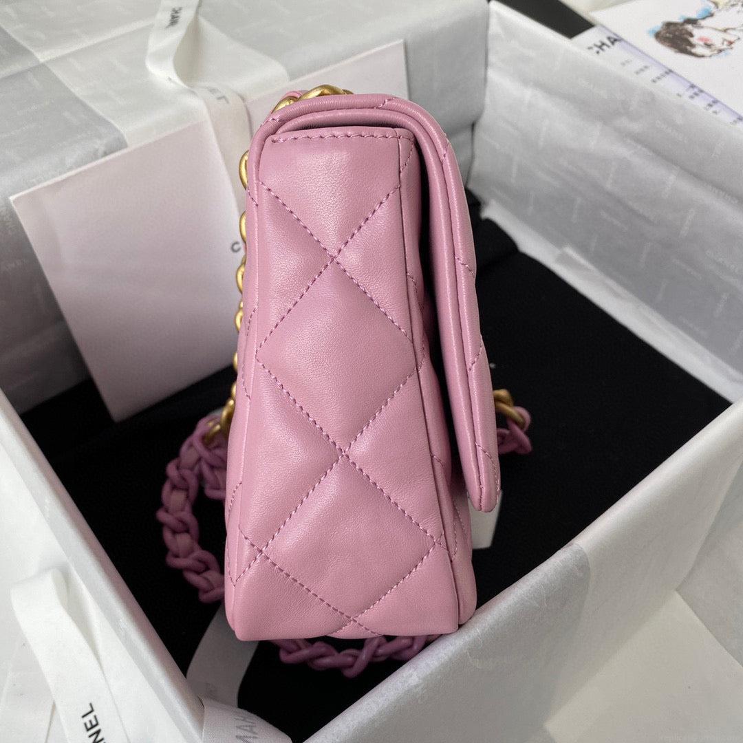 Chanel Small Flap Bag Lambskin Gold-Tone Metal AS3206 Pink
