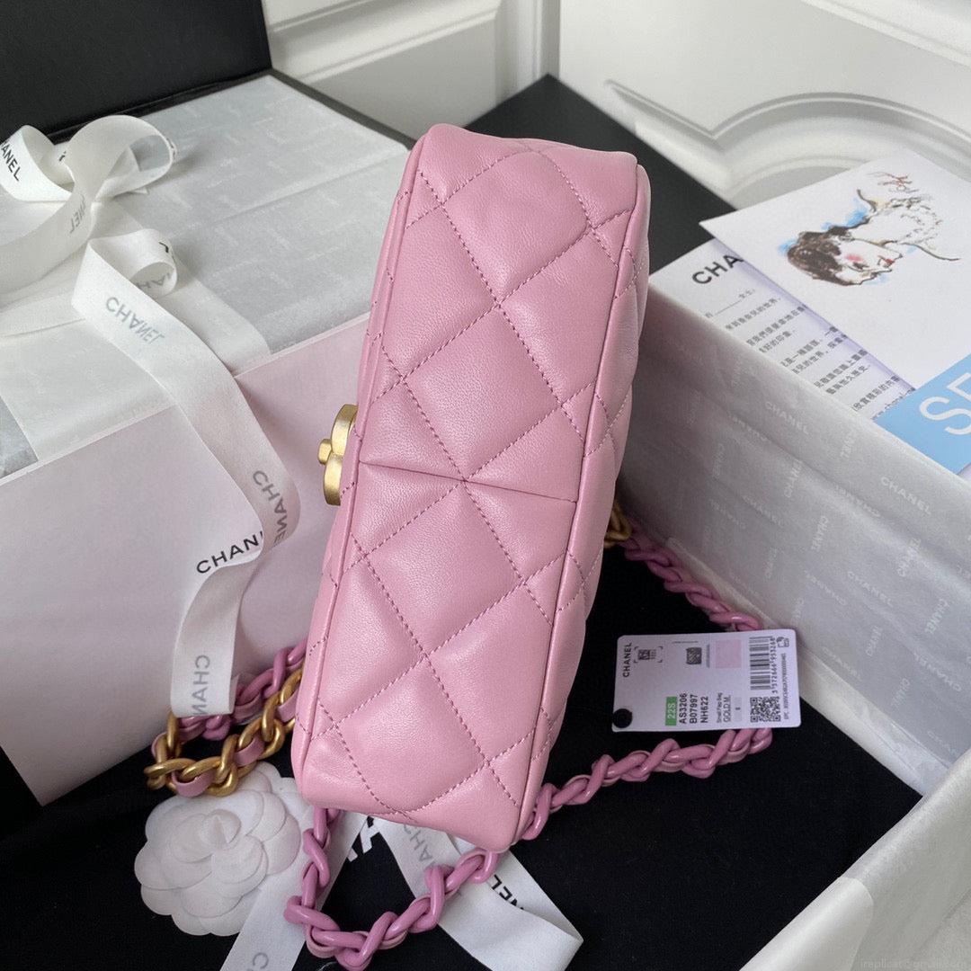 Chanel Small Flap Bag Lambskin Gold-Tone Metal AS3206 Pink