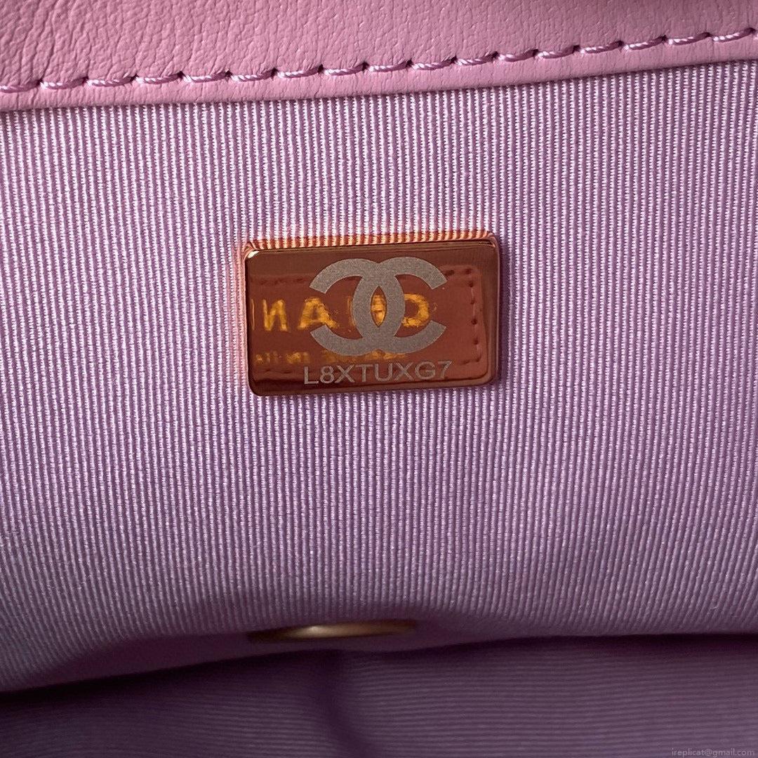Chanel Small Flap Bag Lambskin Gold-Tone Metal AS3206 Pink
