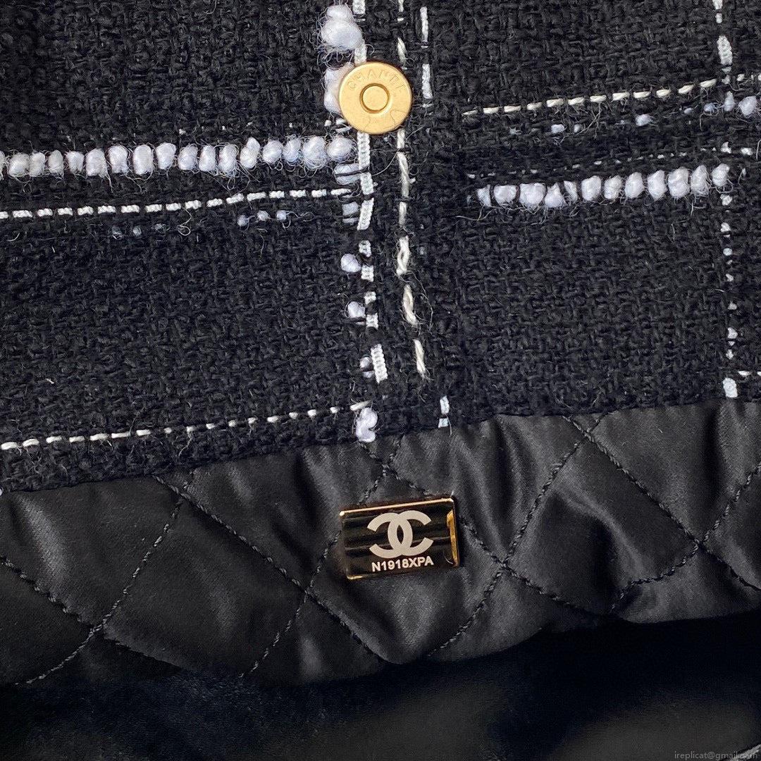 Chanel 22 Handbag Gold-Tone Metal AS3261 Black