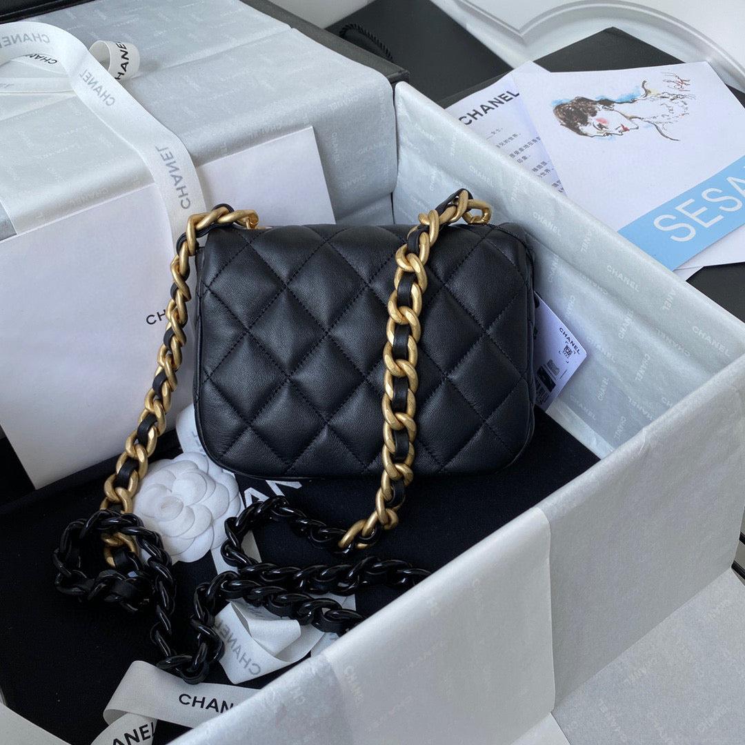 Chanel Mini Flap Bag Lambskin Gold-Tone Metal AS3205 Black