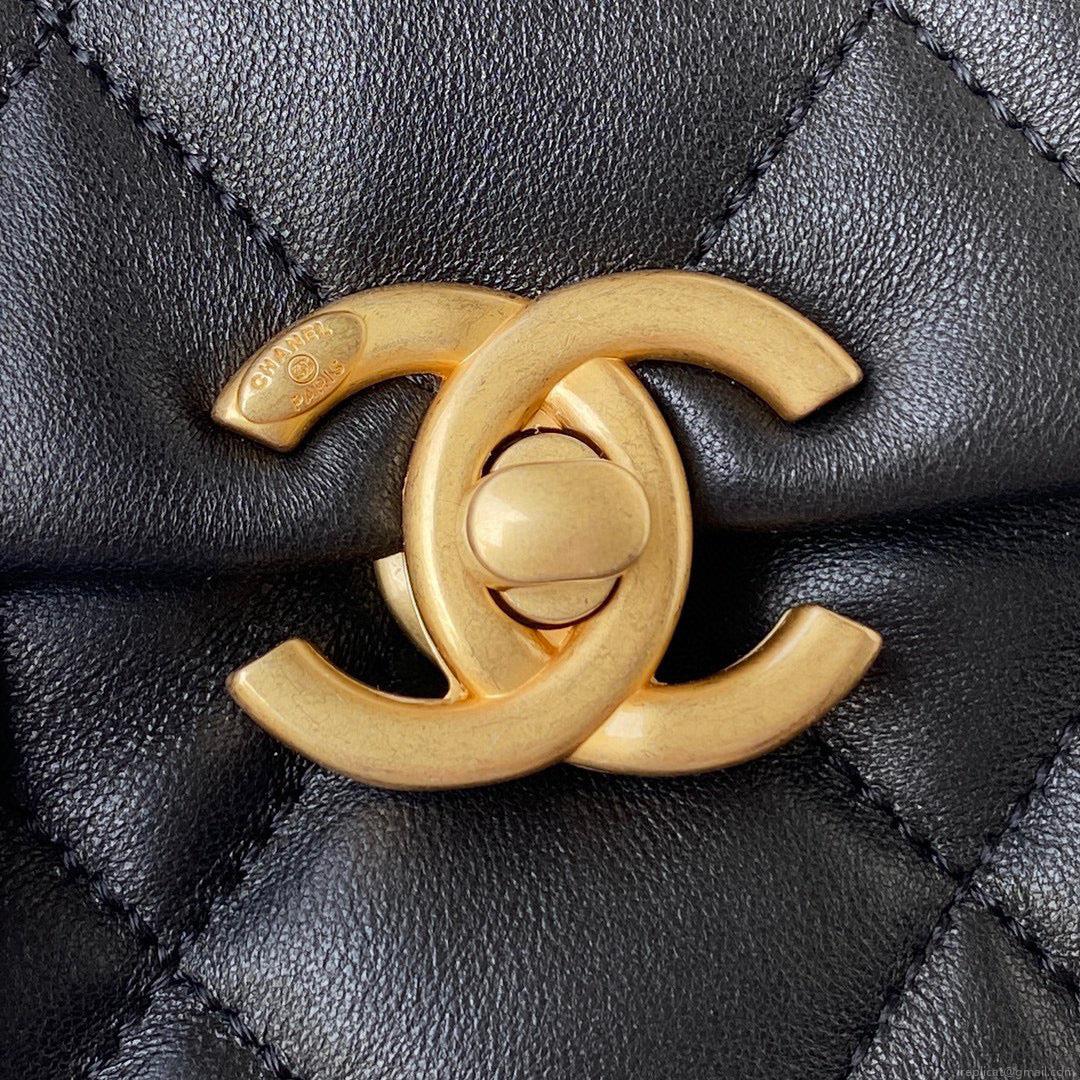 Chanel Mini Flap Bag Lambskin Gold-Tone Metal AS3205 Black