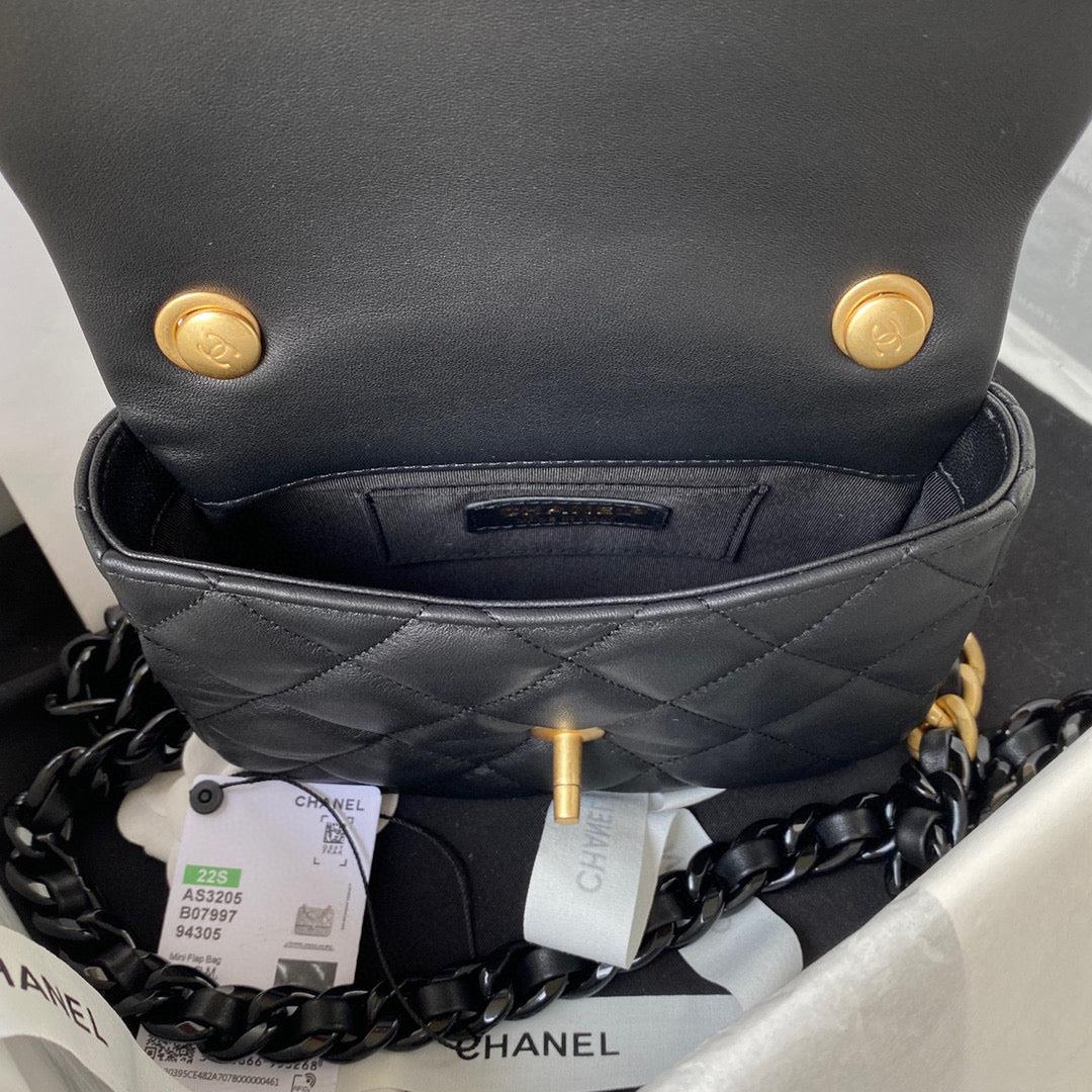 Chanel Mini Flap Bag Lambskin Gold-Tone Metal AS3205 Black