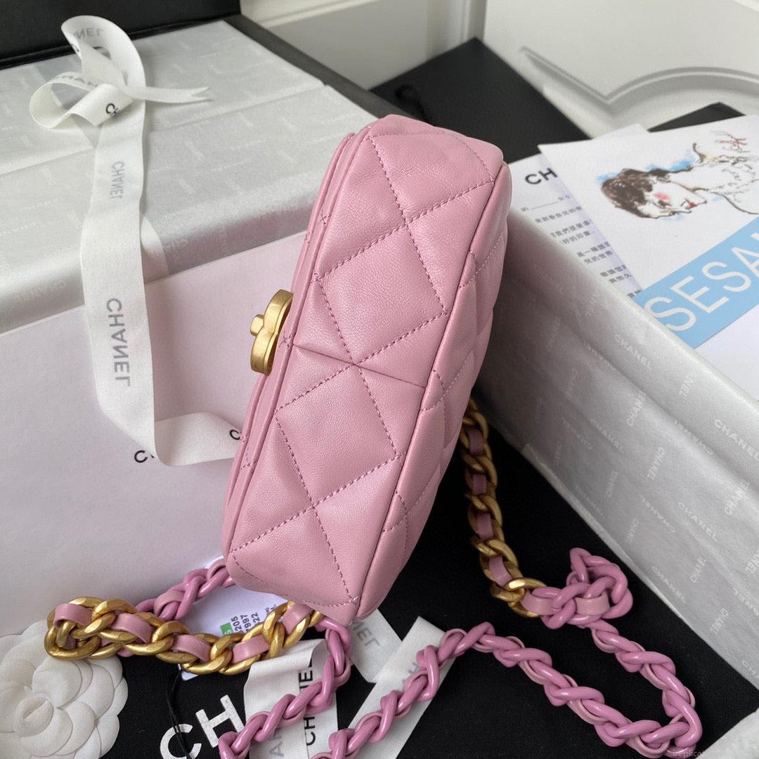 Chanel Mini Flap Bag Lambskin Gold-Tone Metal AS3205 Pink