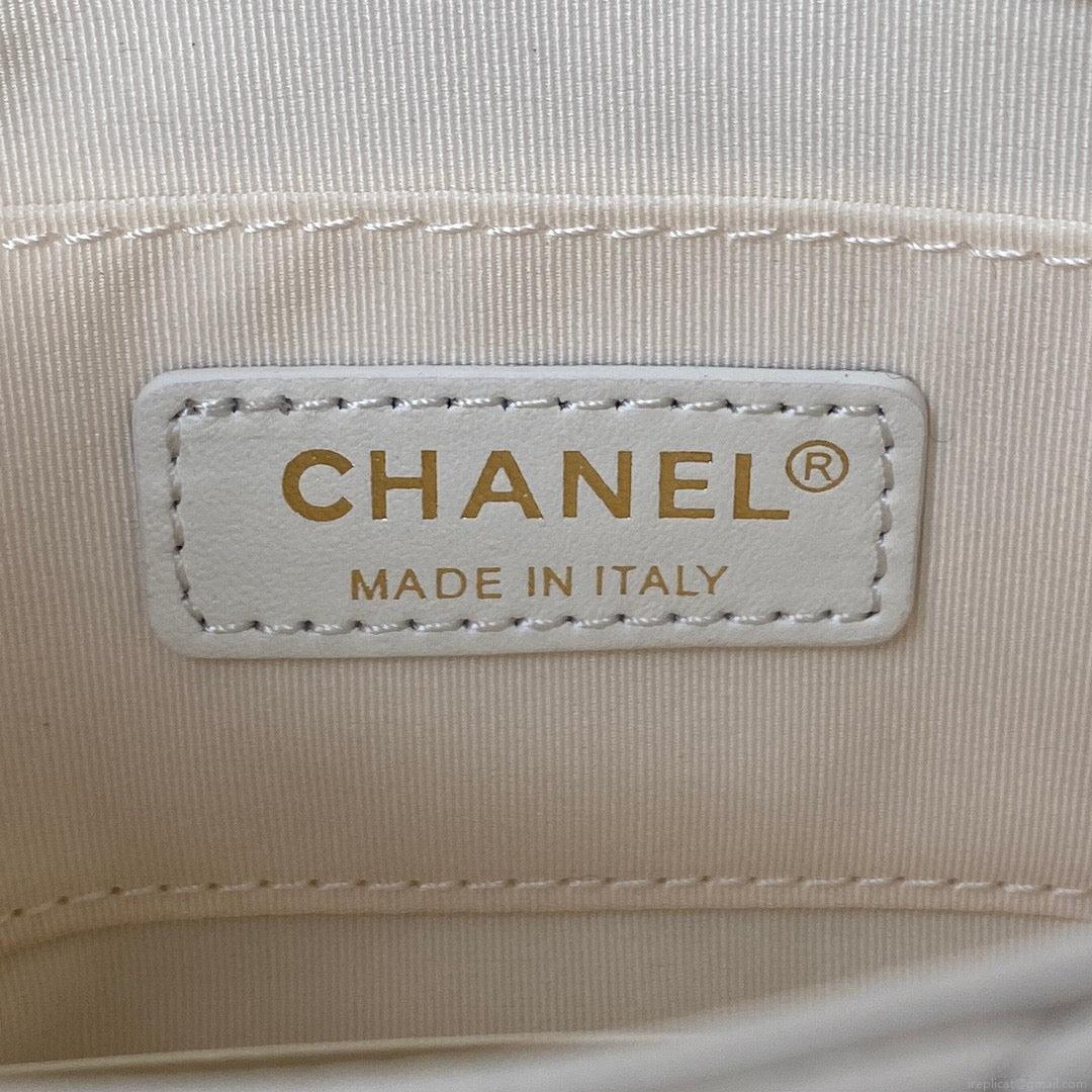 Chanel Mini Flap Bag Lambskin Gold-Tone Metal AS3205 White
