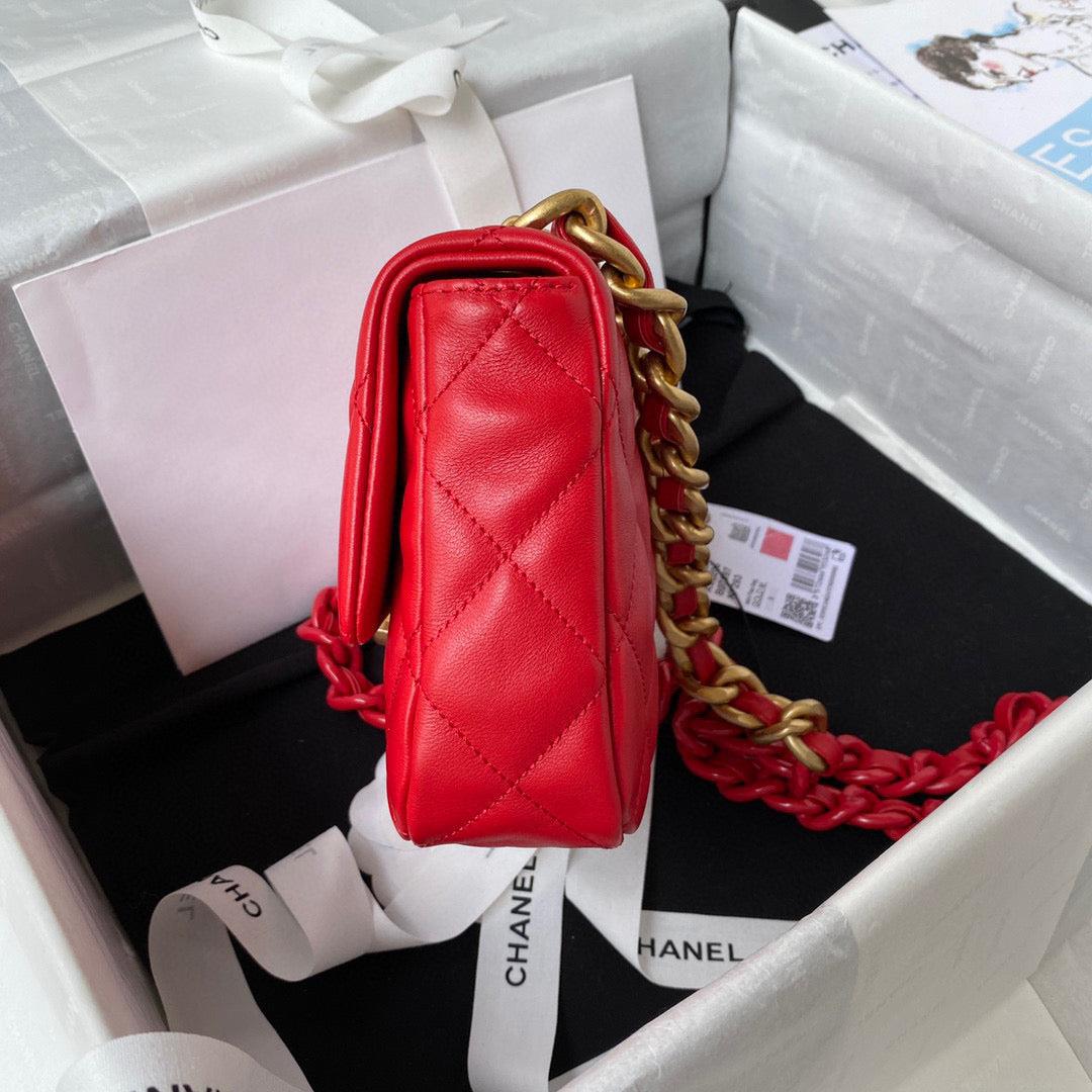 Chanel Mini Flap Bag Lambskin Gold-Tone Metal AS3205 Red