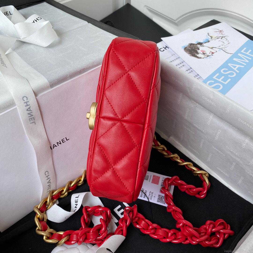 Chanel Mini Flap Bag Lambskin Gold-Tone Metal AS3205 Red