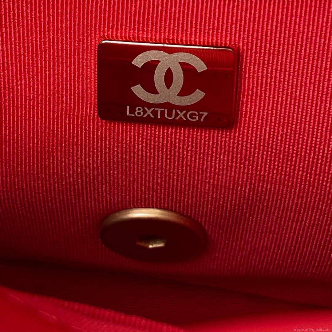 Chanel Mini Flap Bag Lambskin Gold-Tone Metal AS3205 Red