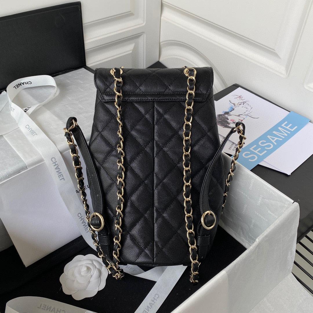 Chanel Backpack Calfskin AS3200 Black Gold
