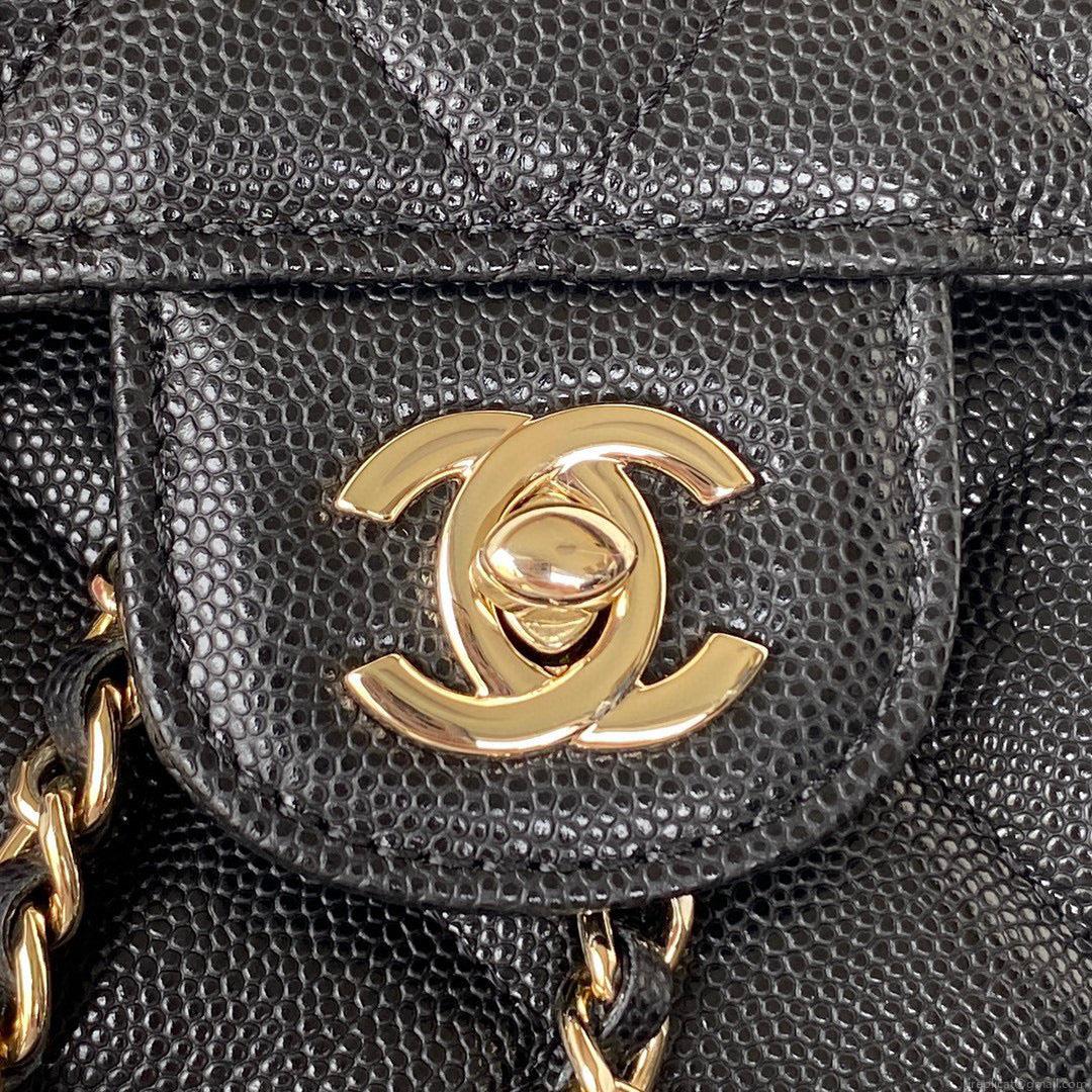 Chanel Backpack Calfskin AS3200 Black Gold
