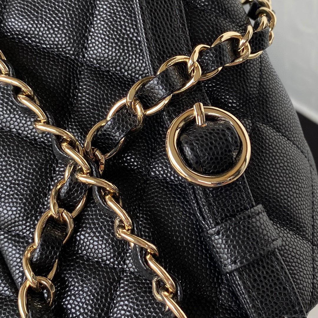Chanel Backpack Calfskin AS3200 Black Gold