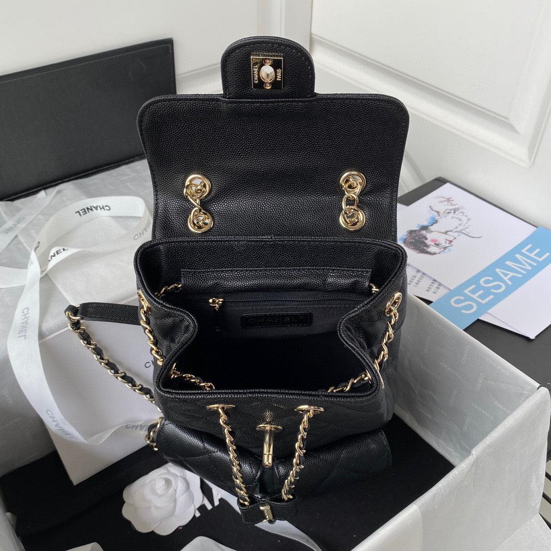 Chanel Backpack Calfskin AS3200 Black Gold
