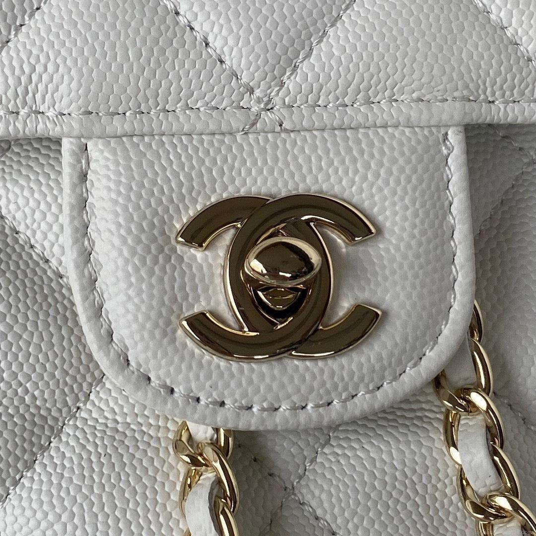 Chanel Backpack AS3200 Calfskin White Gold