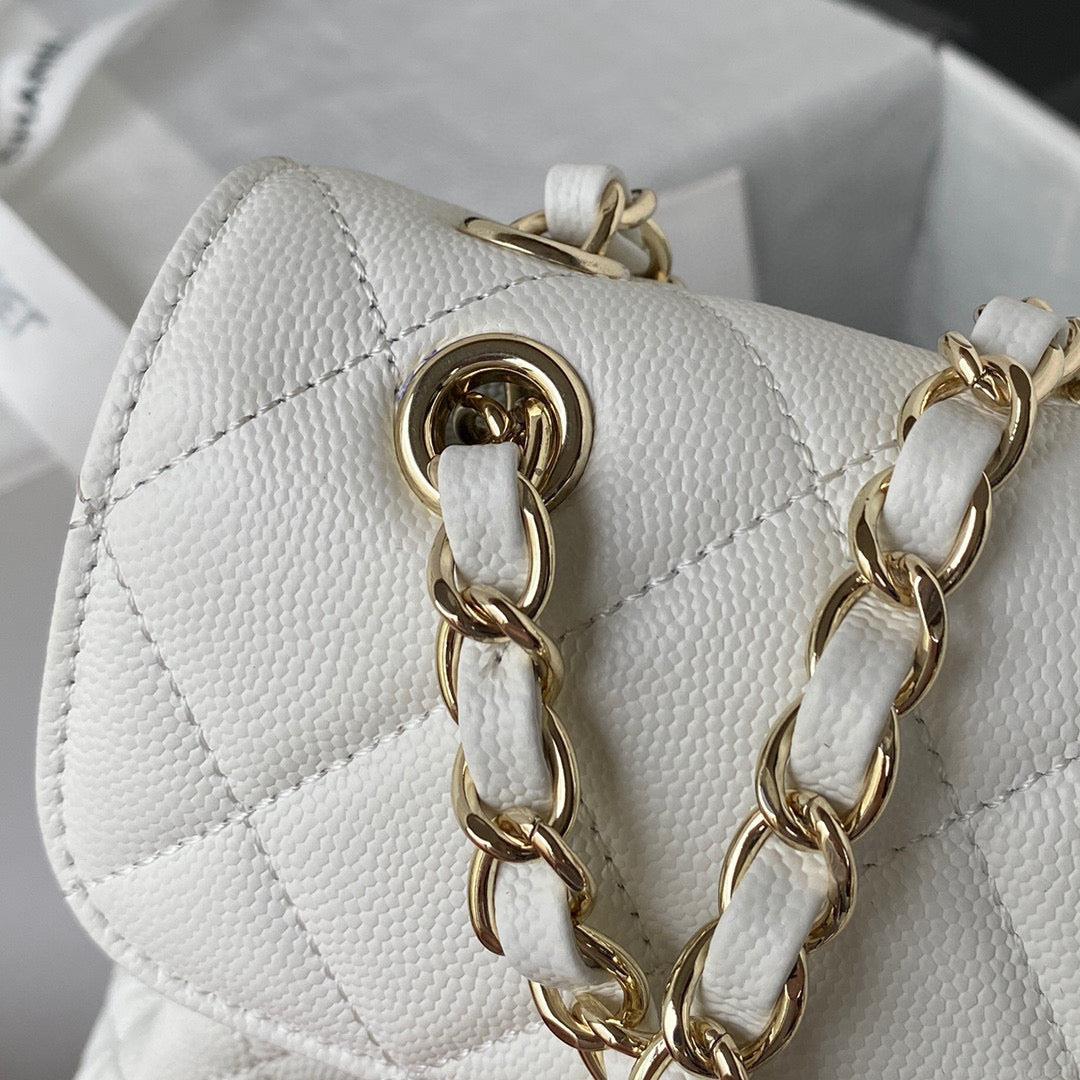 Chanel Backpack AS3200 Calfskin White Gold