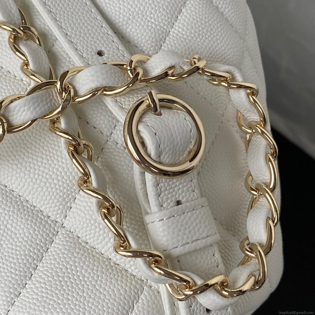 Chanel Backpack AS3200 Calfskin White Gold