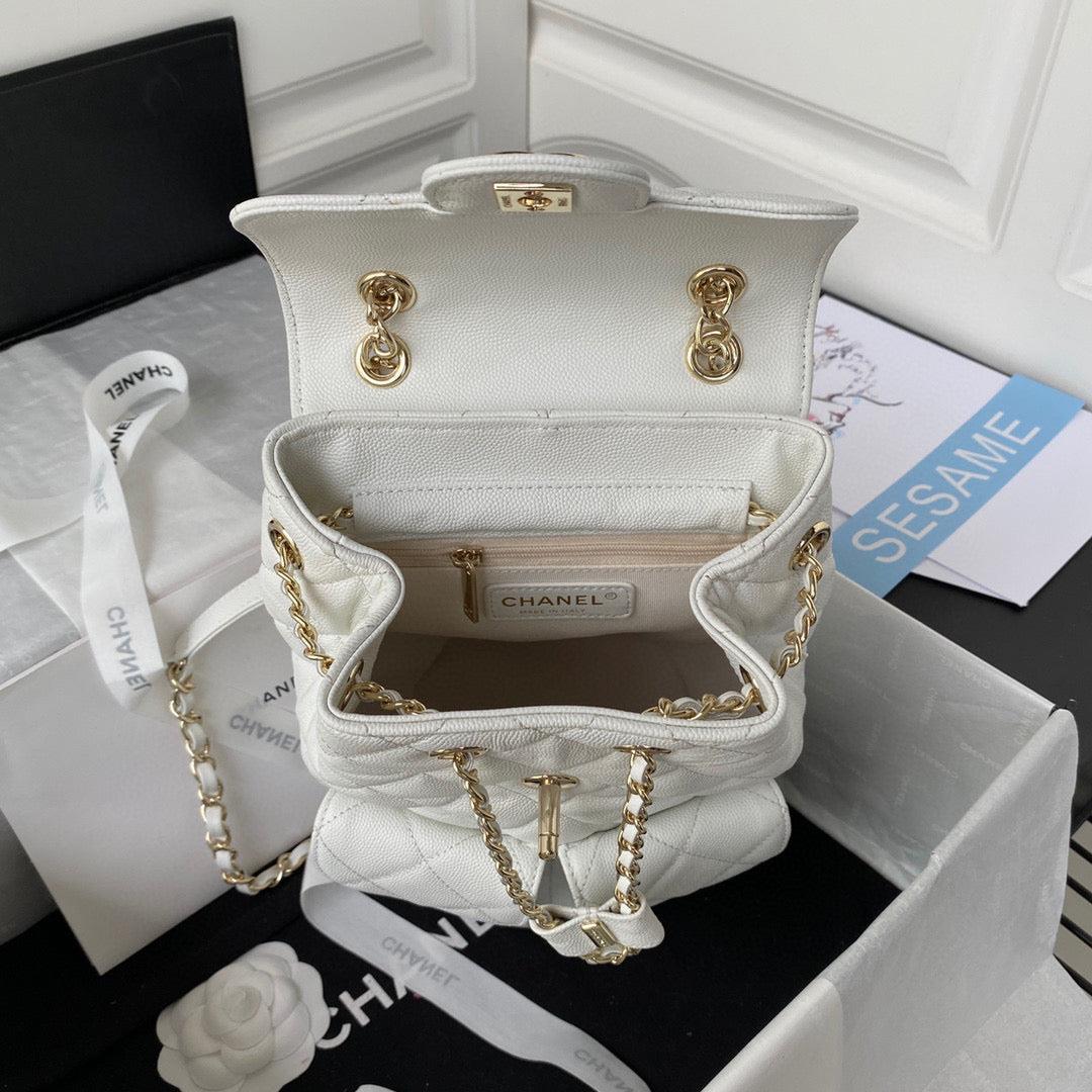 Chanel Backpack AS3200 Calfskin White Gold