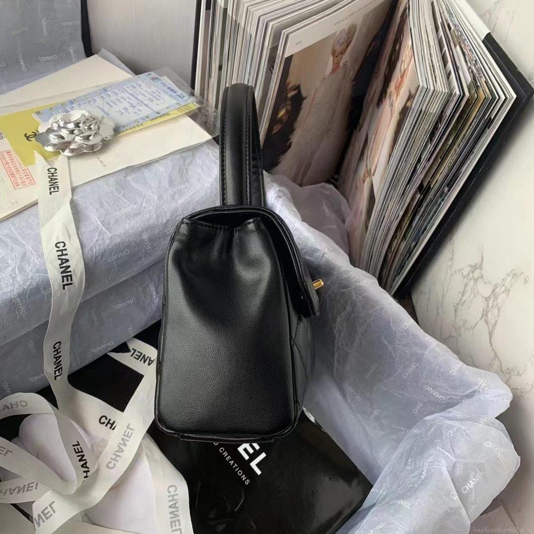 Chanel Flap Bag With Top Handle AS2463 Lambskin Black